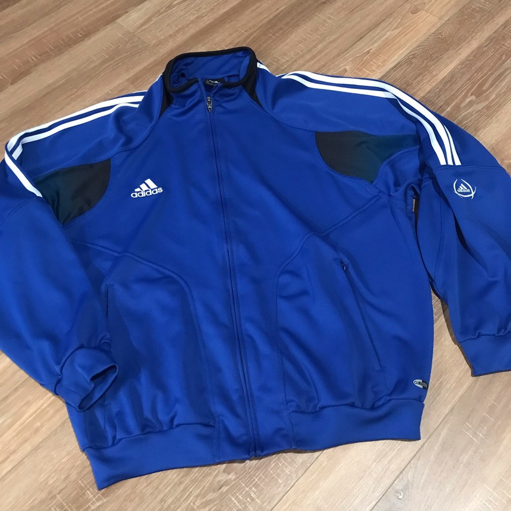 Adidas Mens Trefoil Zip Up Jacket XL Royal Blue Vented Rare Retro Track Sweat